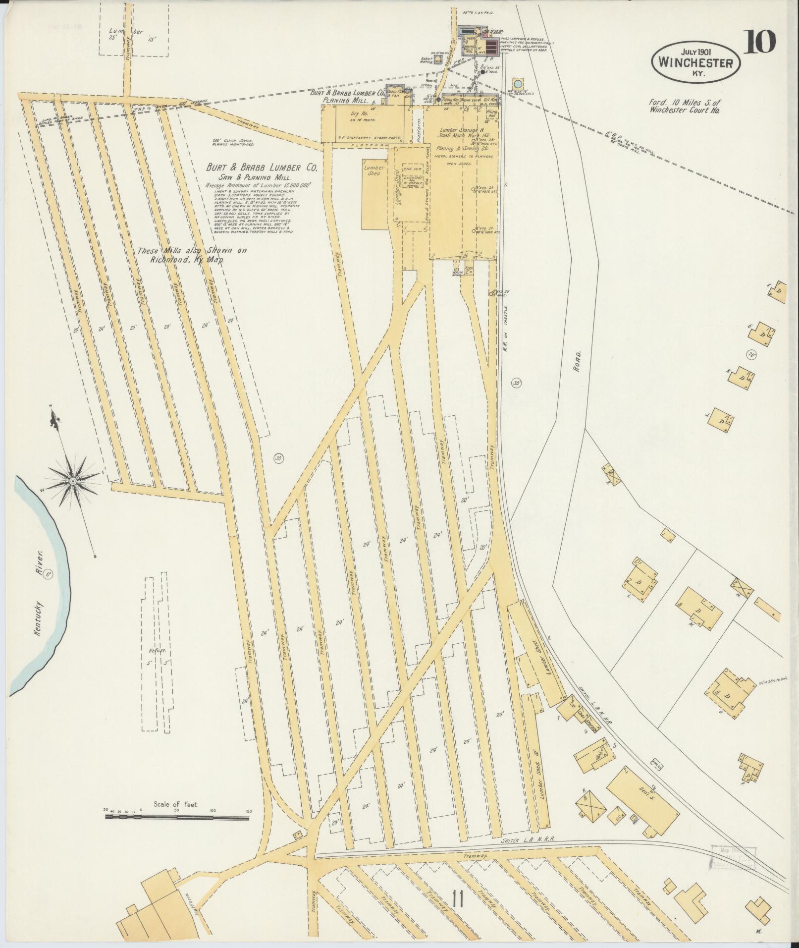Sanborn Fire Insurance Map from Winchester, Clark County, Kentucky (1901), Sheet #0010 - Complete Map Set gallery image, historic Sanborn map, vintage wall art, Kentucky Kentucky