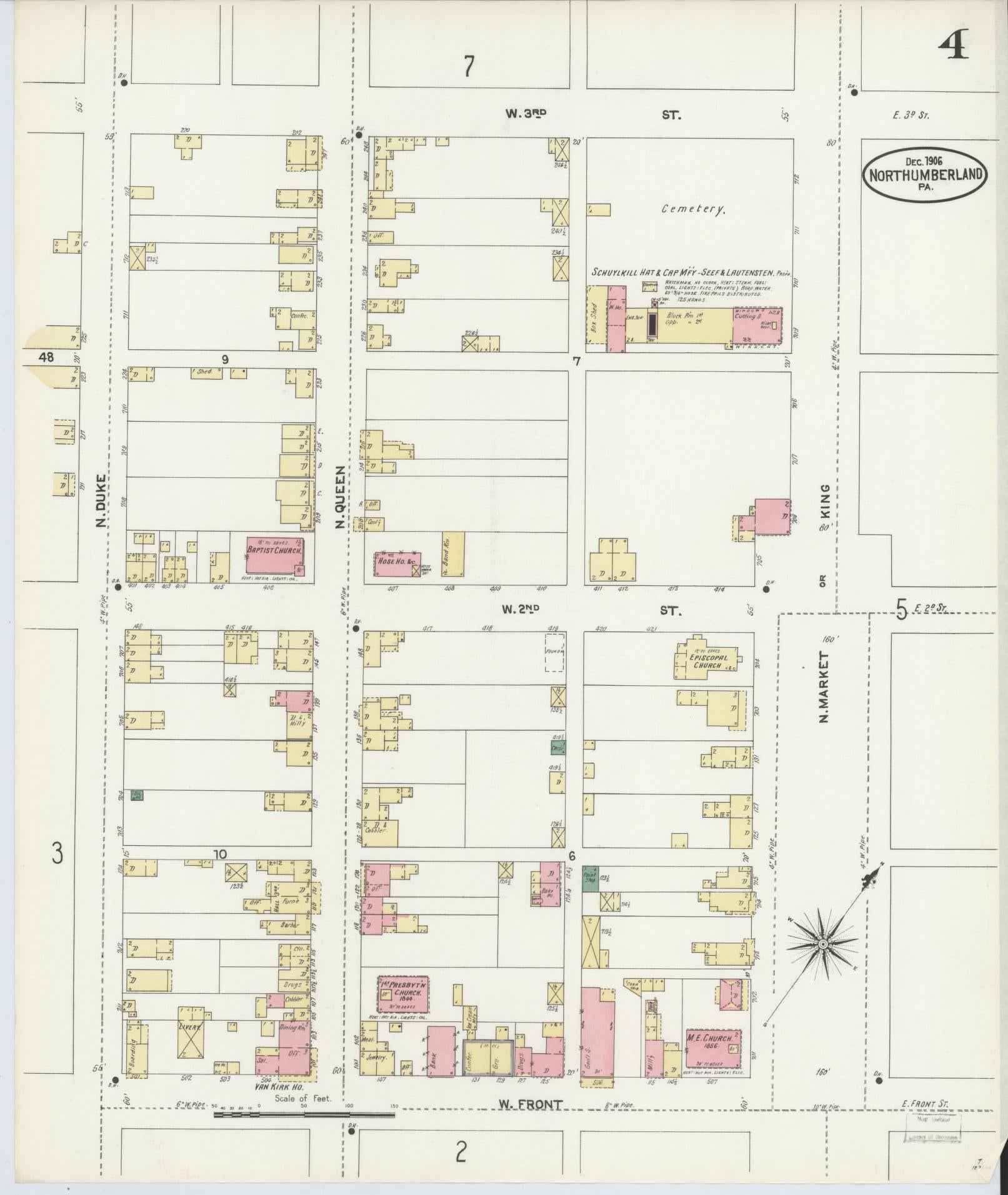 Sanborn Fire Insurance Map from Northumberland, Northumberland County, Pennsylvania (1906), Sheet #0004 - Complete Map Set gallery image, historic Sanborn map, vintage wall art, Pennsylvania Pennsylvania