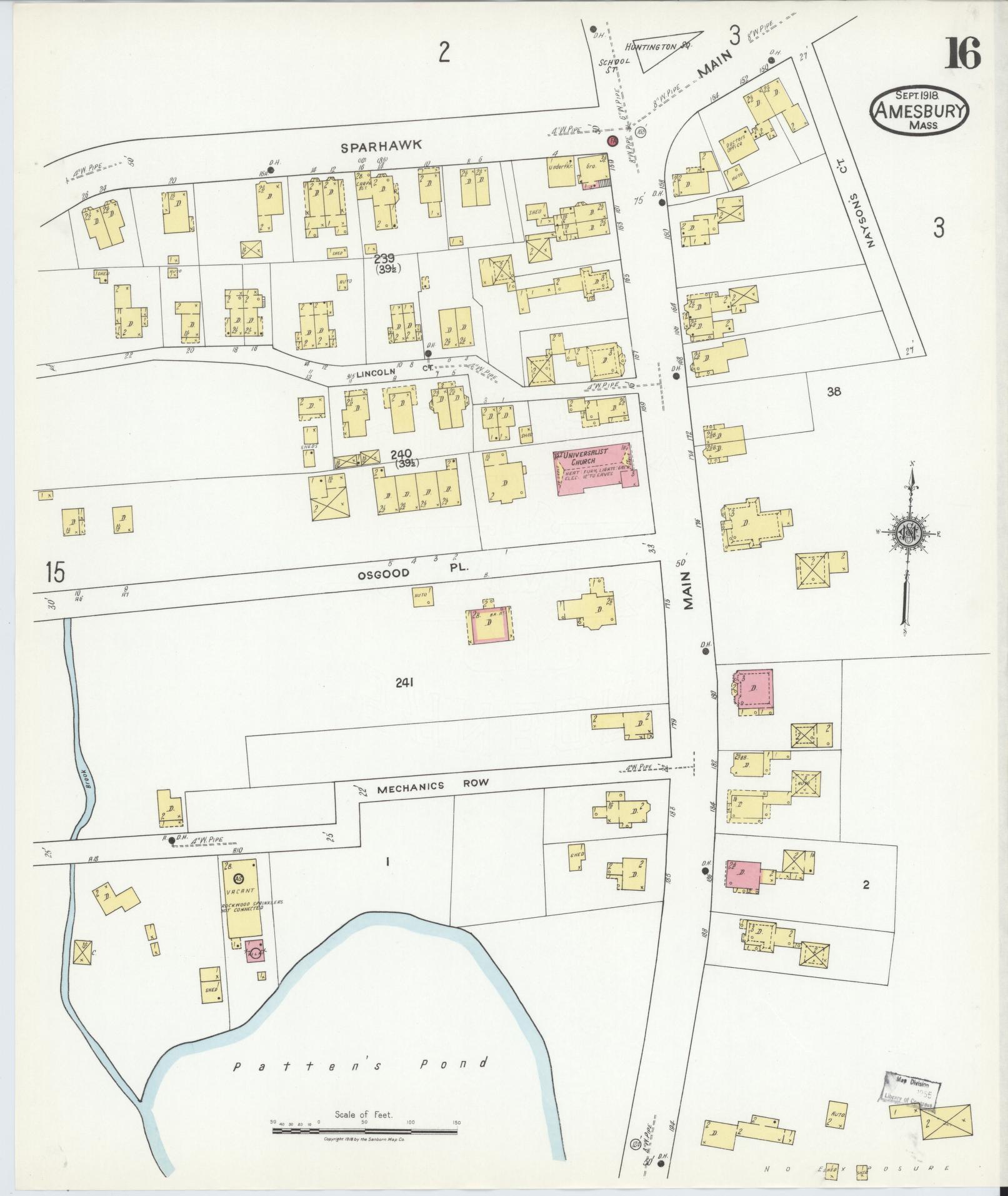 Sanborn Fire Insurance Map from Amesbury, Essex County, Massachusetts (1918), Sheet #0016 - Complete Map Set gallery image, historic Sanborn map, vintage wall art, Massachusetts Massachusetts