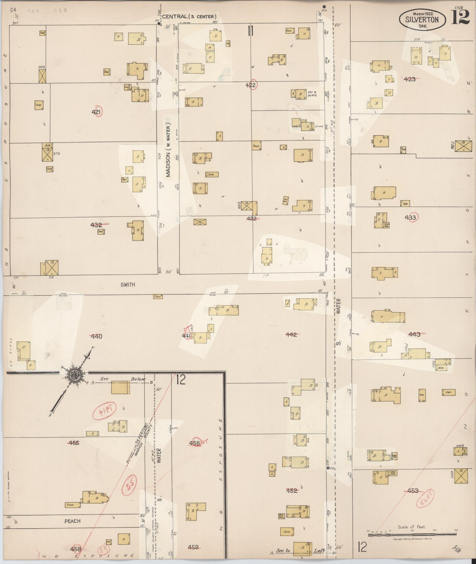 Sanborn Fire Insurance Map from Silverton, Marion County, Oregon (1939), Sheet #0012 - Complete Map Set gallery image, historic Sanborn map, vintage wall art, Oregon Oregon