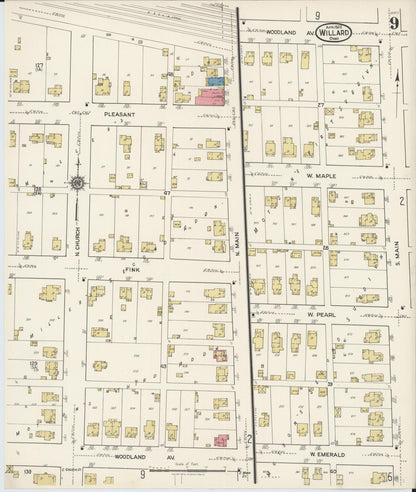 Sanborn Fire Insurance Map from Willard, Huron County, Ohio (1922), Sheet #0009 - Complete Map Set gallery image, historic Sanborn map, vintage wall art, Ohio Ohio