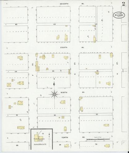 Sanborn Fire Insurance Map from Kildare, Kay County, Oklahoma (1909), Sheet #0002 - Complete Map Set gallery image, historic Sanborn map, vintage wall art, Oklahoma Oklahoma