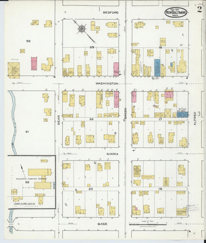 Sanborn Fire Insurance Map from New Baltimore, Macomb County, Michigan (1921), Sheet #0002 - Historic Sanborn Fire Insurance Map Print, vintage old map wall art, antique decor, genealogy gift, Michigan Michigan map