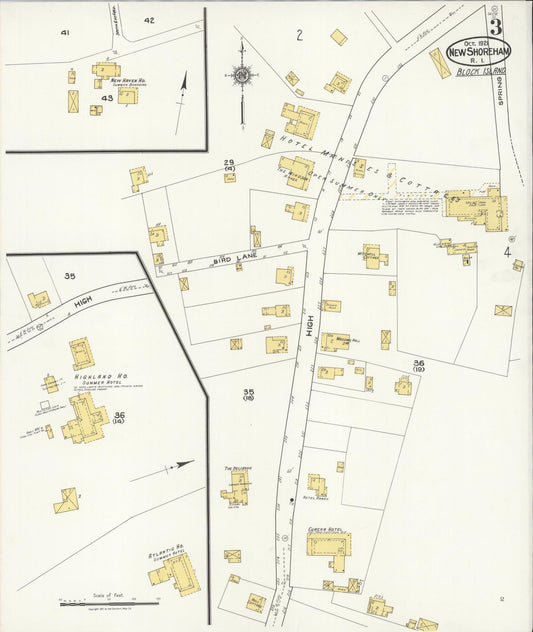 Sanborn Fire Insurance Map from New Shoreham, Newport County, Rhode Island (1921), Sheet #0003 - Historic Sanborn Fire Insurance Map Print, vintage old map wall art, antique decor, genealogy gift, Rhode Island Rhode Island map