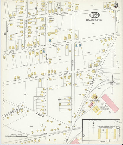 Sanborn Fire Insurance Map from Sumter, Sumter County, South Carolina (1915), Sheet #0021 - Complete Map Set gallery image, historic Sanborn map, vintage wall art, South Carolina South Carolina