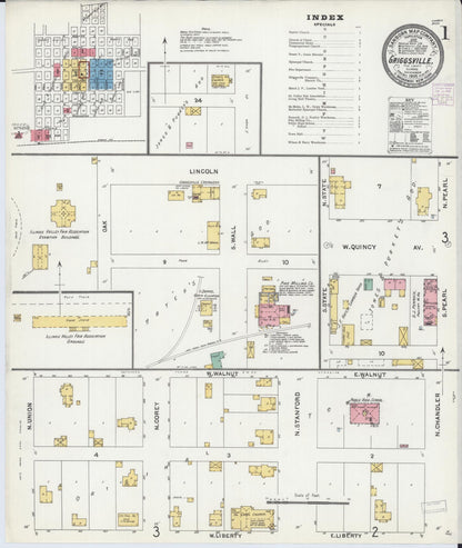 Sanborn Fire Insurance Map from Griggsville, Pike County, Illinois (1905), Sheet #0001 - Complete Map Set gallery image, historic Sanborn map, vintage wall art, Illinois Illinois