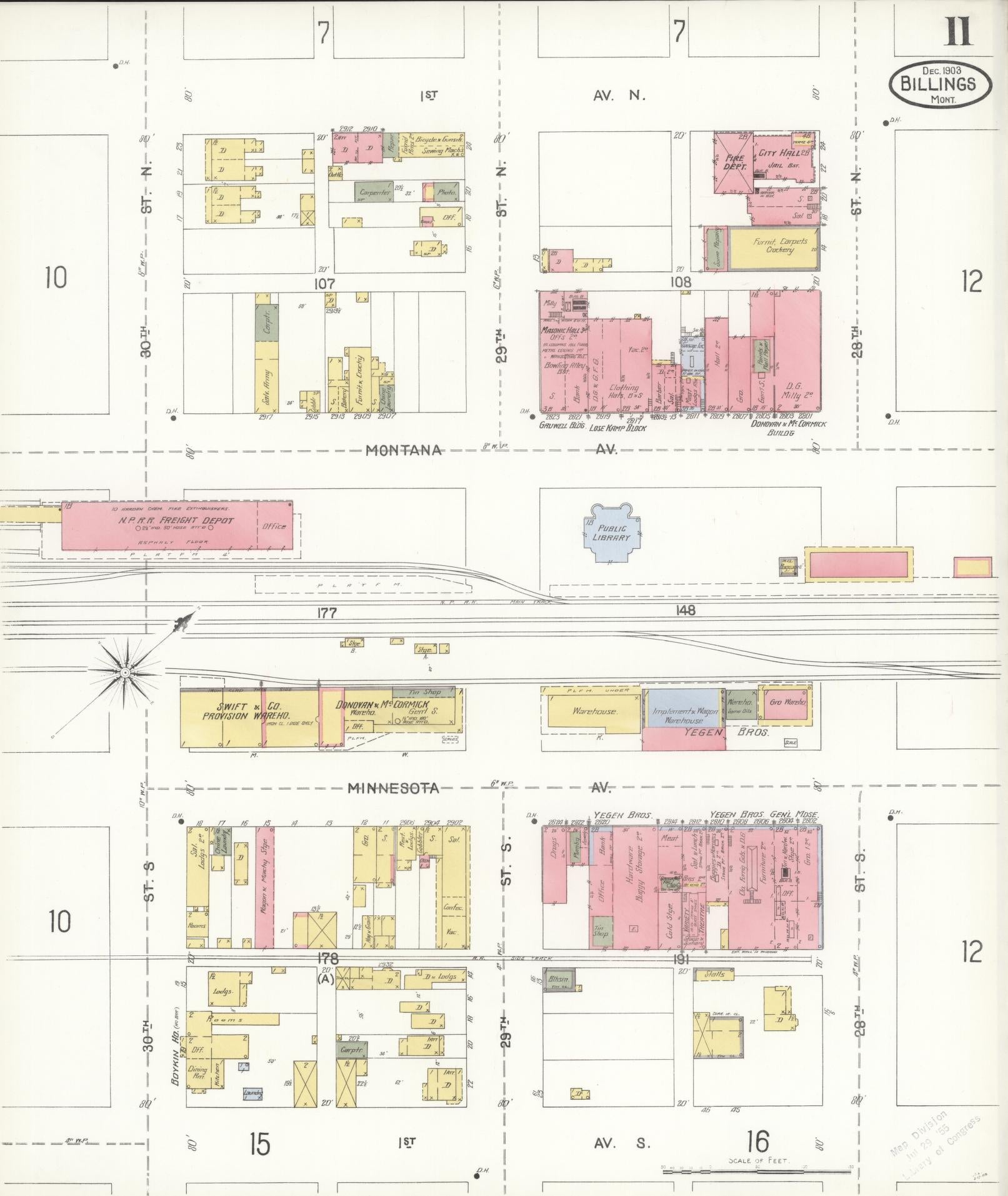 Sanborn Fire Insurance Map from Billings, Yellowstone County, Montana (1903), Sheet #0011 - Complete Map Set gallery image, historic Sanborn map, vintage wall art, Montana Montana