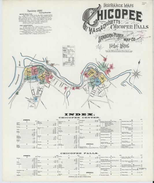 Sanborn Fire Insurance Map from Chicopee, Hampden County, Massachusetts. (1896) – Historic Sanborn Fire Insurance Map Print