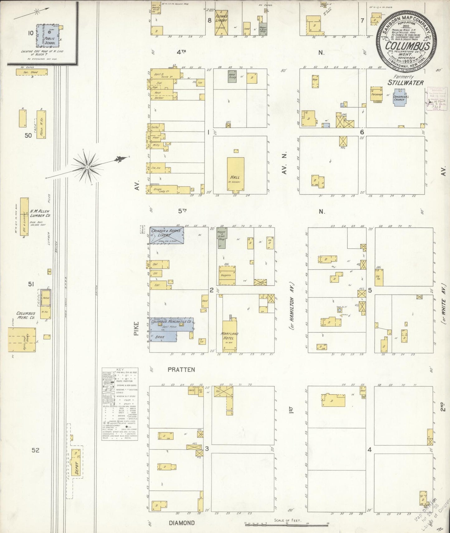 Sanborn Fire Insurance Map from Columbus, Stillwater County, Montana (1903), Sheet #0001 - Historic Sanborn Fire Insurance Map Print, vintage old map wall art, antique decor, genealogy gift, Montana Montana map