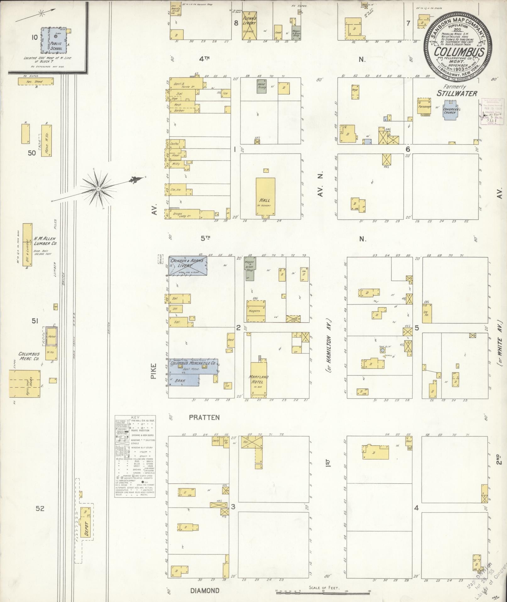 Sanborn Fire Insurance Map from Columbus, Stillwater County, Montana (1903), Sheet #0001 - Historic Sanborn Fire Insurance Map Print, vintage old map wall art, antique decor, genealogy gift, Montana Montana map
