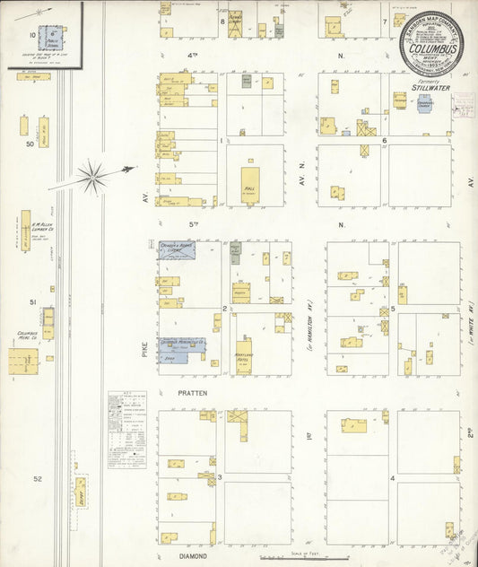 Sanborn Fire Insurance Map from Columbus, Stillwater County, Montana (1903), Sheet #0001 - Historic Sanborn Fire Insurance Map Print, vintage old map wall art, antique decor, genealogy gift, Montana Montana map