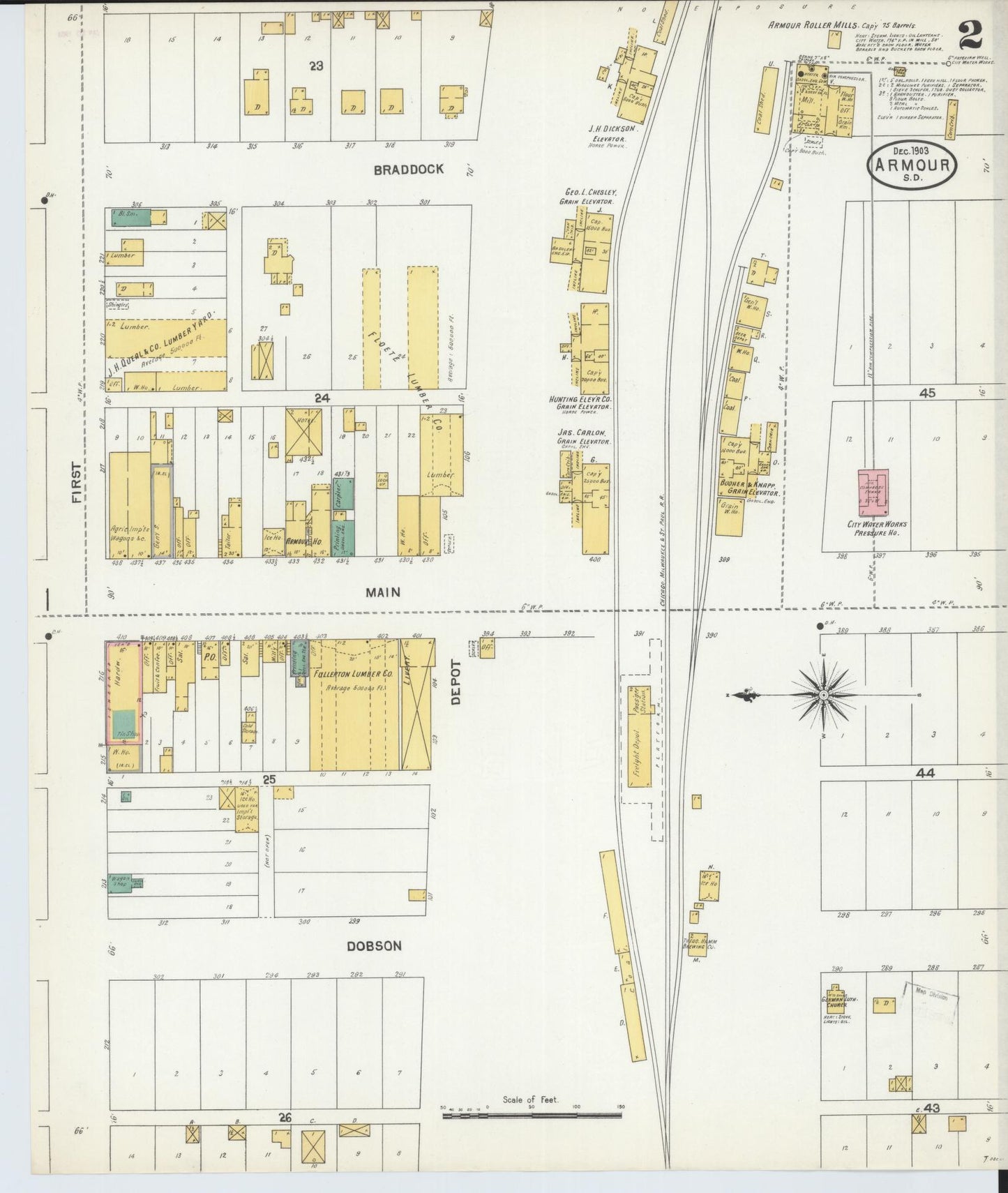 Sanborn Fire Insurance Map from Armour, Douglas County, South Dakota (1903), Sheet #0002 - Historic Sanborn Fire Insurance Map Print, vintage old map wall art, antique decor, genealogy gift, South Dakota South Dakota map