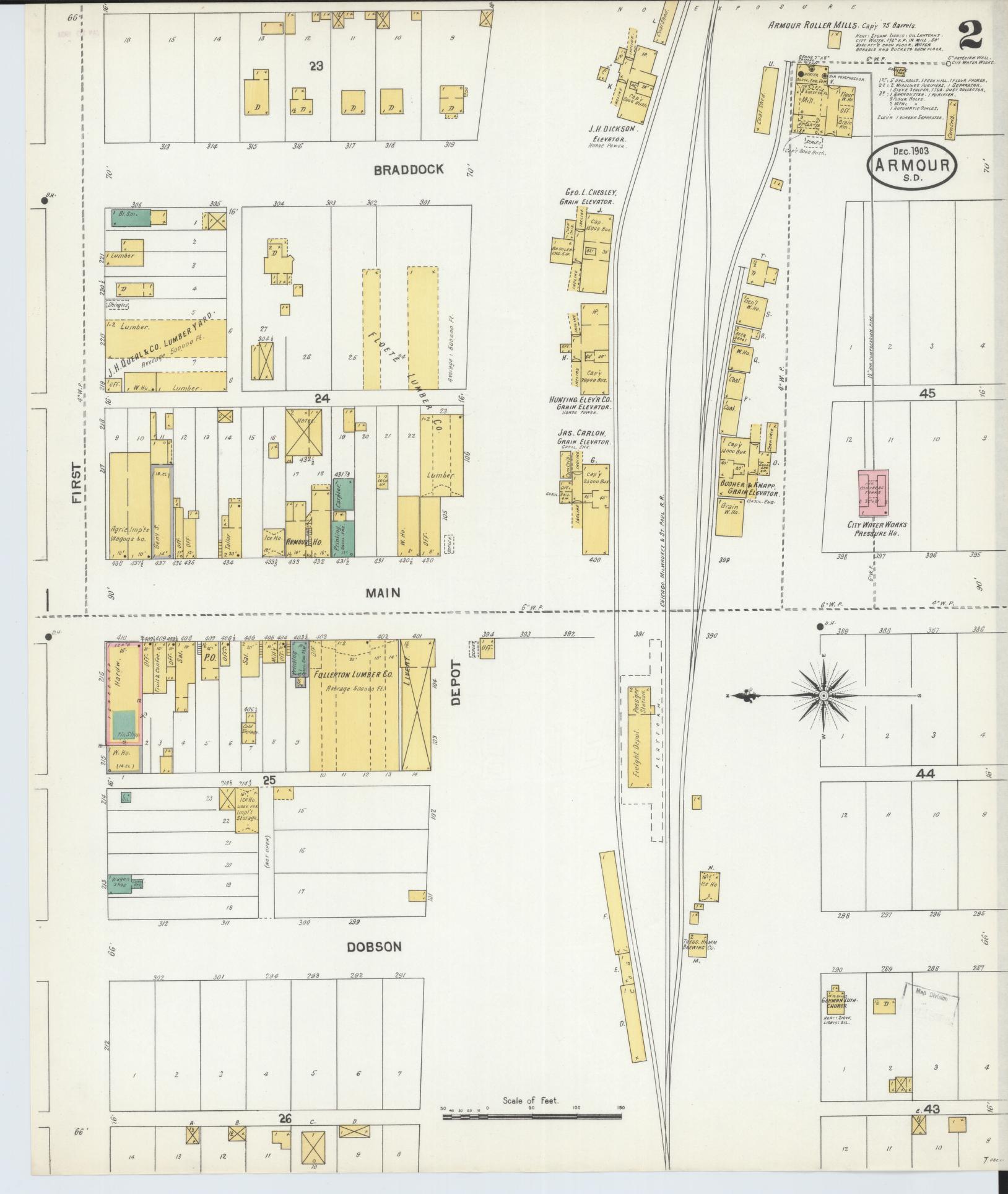 Sanborn Fire Insurance Map from Armour, Douglas County, South Dakota (1903), Sheet #0002 - Historic Sanborn Fire Insurance Map Print, vintage old map wall art, antique decor, genealogy gift, South Dakota South Dakota map