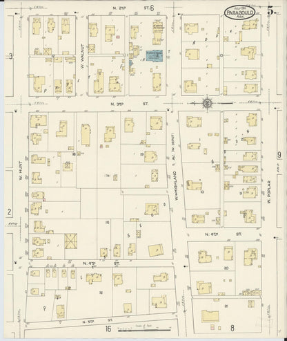 Sanborn Fire Insurance Map from Paragould, Greene County, Arkansas (1914), Sheet #0005 - Complete Map Set gallery image, historic Sanborn map, vintage wall art, Arkansas Arkansas