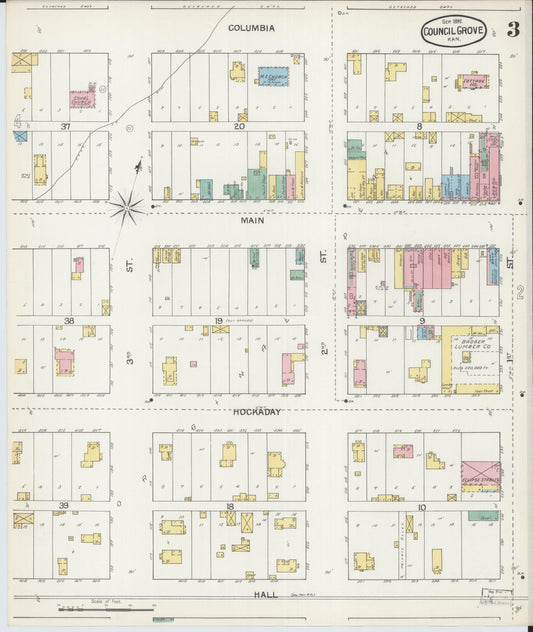 Sanborn Fire Insurance Map from Council Grove, Morris County, Kansas (1892), Sheet #0003 - Historic Sanborn Fire Insurance Map Print, vintage old map wall art, antique decor, genealogy gift, Kansas Kansas map
