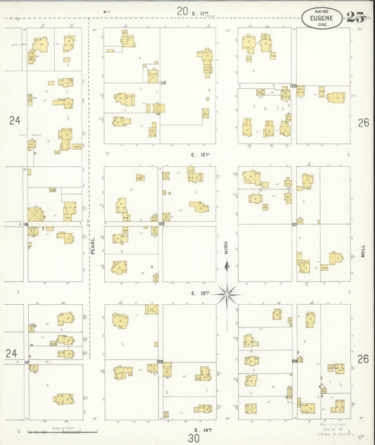 Sanborn Fire Insurance Map from Eugene, Lane County, Oregon (1902), Sheet #0025 - Historic Sanborn Fire Insurance Map Print, vintage old map wall art, antique decor, genealogy gift, Oregon Oregon map