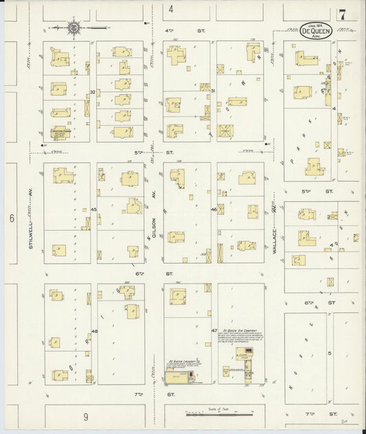 Sanborn Fire Insurance Map from De Queen, Sevier County, Arkansas (1914), Sheet #0007 - Historic Sanborn Fire Insurance Map Print, vintage old map wall art, antique decor, genealogy gift, Arkansas Arkansas map