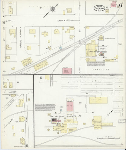 Sanborn Fire Insurance Map from Cheraw, Chesterfield County, South Carolina (1914), Sheet #0006 - Complete Map Set gallery image, historic Sanborn map, vintage wall art, South Carolina South Carolina