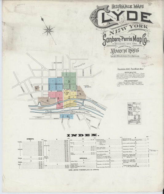 Sanborn Fire Insurance Map from Clyde, Wayne County, New York. (1896) – Historic Sanborn Fire Insurance Map Print