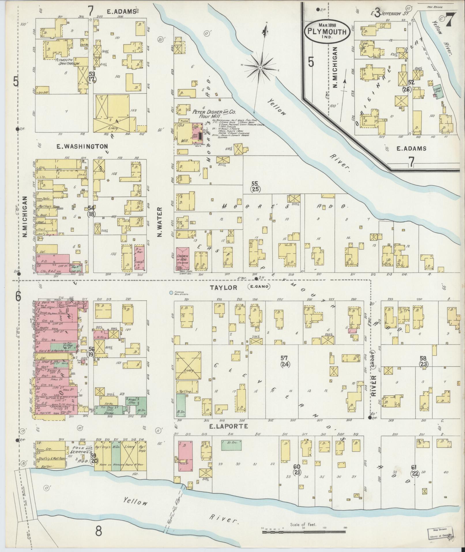 Sanborn Fire Insurance Map from Plymouth, Marhshall County, Indiana (1898), Sheet #0007 - Complete Map Set gallery image, historic Sanborn map, vintage wall art, Indiana Indiana