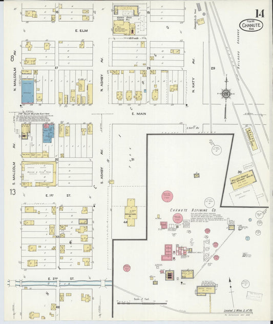 Sanborn Fire Insurance Map from Chanute, Neosho County, Kansas (1911), Sheet #0014 - Historic Sanborn Fire Insurance Map Print, vintage old map wall art, antique decor, genealogy gift, Kansas Kansas map