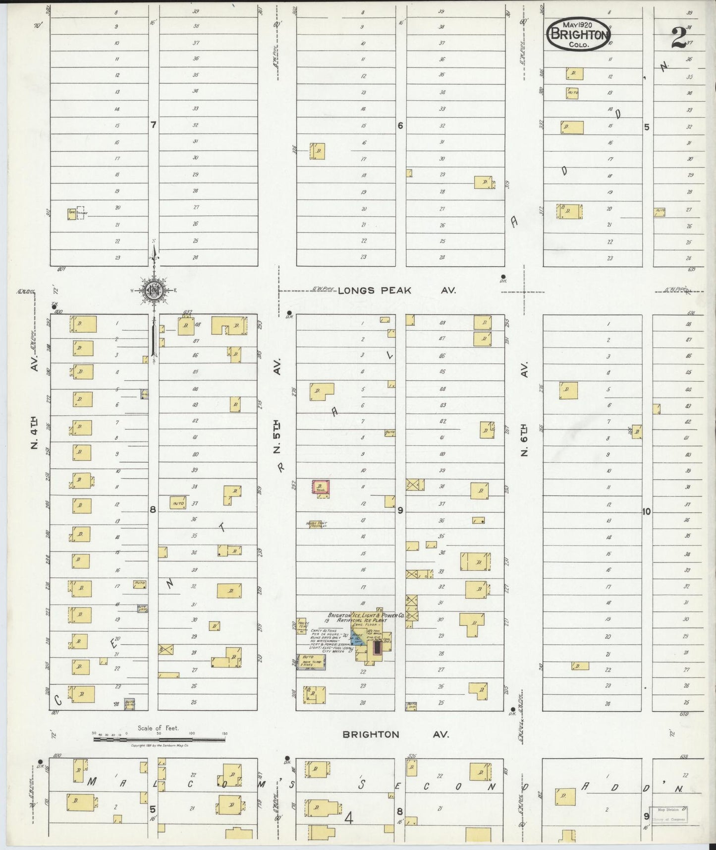 Sanborn Fire Insurance Map from Brighton, Adams County, Colorado (1920), Sheet #0002 - Historic Sanborn Fire Insurance Map Print, vintage old map wall art, antique decor, genealogy gift, Colorado Colorado map