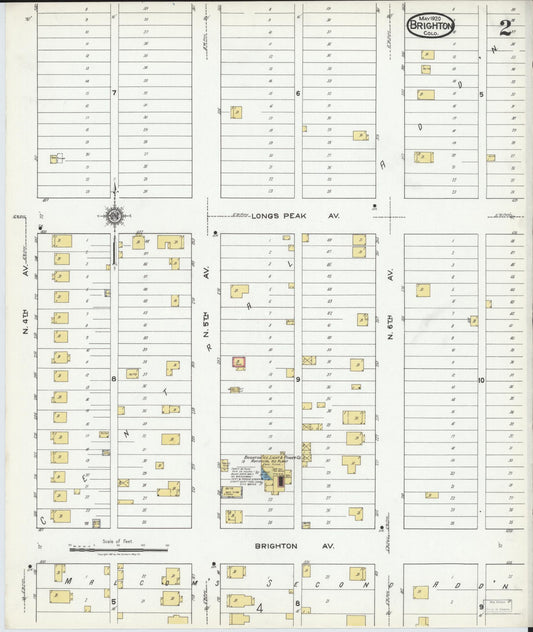 Sanborn Fire Insurance Map from Brighton, Adams County, Colorado (1920), Sheet #0002 - Historic Sanborn Fire Insurance Map Print, vintage old map wall art, antique decor, genealogy gift, Colorado Colorado map