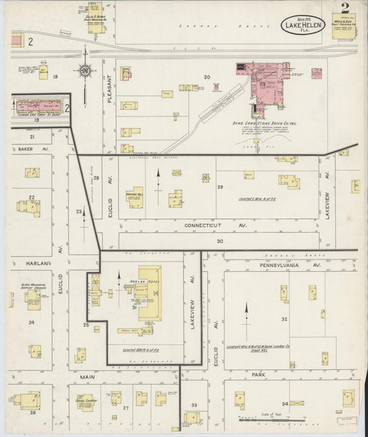 Sanborn Fire Insurance Map from Lake Helen, Volusia County, Florida (1915), Sheet #0002 - Historic Sanborn Fire Insurance Map Print, vintage old map wall art, antique decor, genealogy gift, Florida Florida map