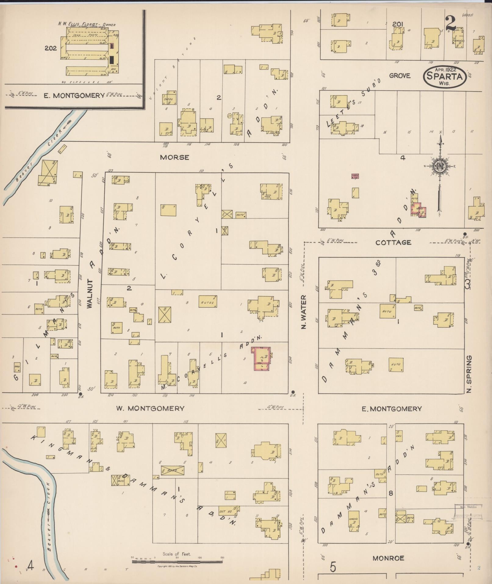 Sanborn Fire Insurance Map from Sparta, Monroe County, Wisconsin (1922), Sheet #0002 - Historic Sanborn Fire Insurance Map Print, vintage old map wall art, antique decor, genealogy gift, Wisconsin Wisconsin map