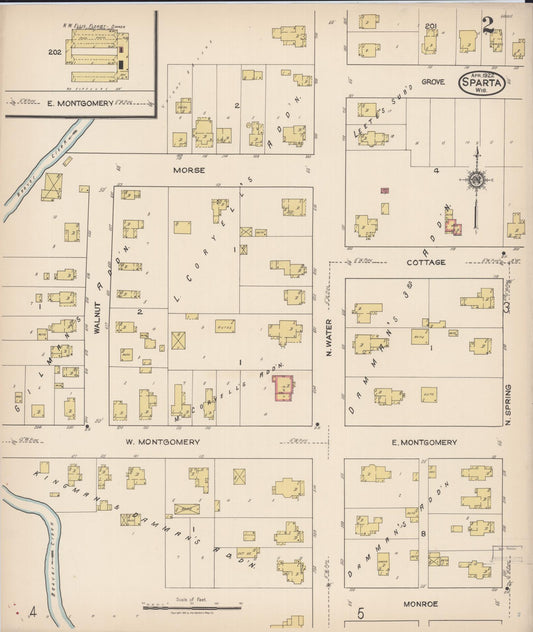 Sanborn Fire Insurance Map from Sparta, Monroe County, Wisconsin (1922), Sheet #0002 - Historic Sanborn Fire Insurance Map Print, vintage old map wall art, antique decor, genealogy gift, Wisconsin Wisconsin map