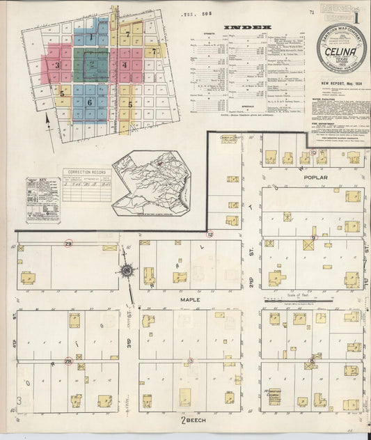 Sanborn Fire Insurance Map from Celina, Collin County, Texas (1944), Sheet #0001 - Historic Sanborn Fire Insurance Map Print, vintage old map wall art, antique decor, genealogy gift, Texas Texas map