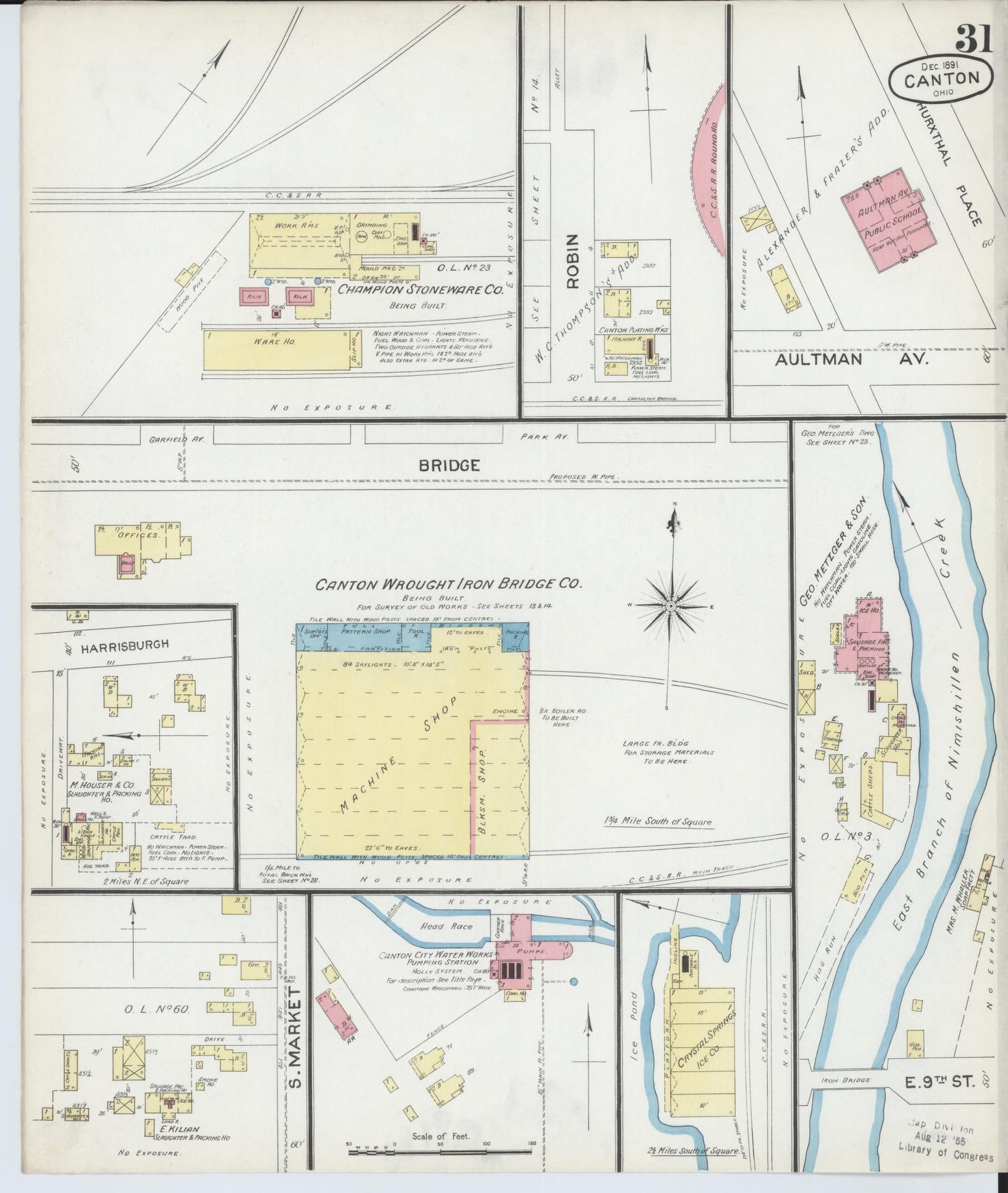 Sanborn Fire Insurance Map from Canton, Stark County, Ohio (1891), Sheet #0031 - Historic Sanborn Fire Insurance Map Print, vintage old map wall art, antique decor, genealogy gift, Ohio Ohio map