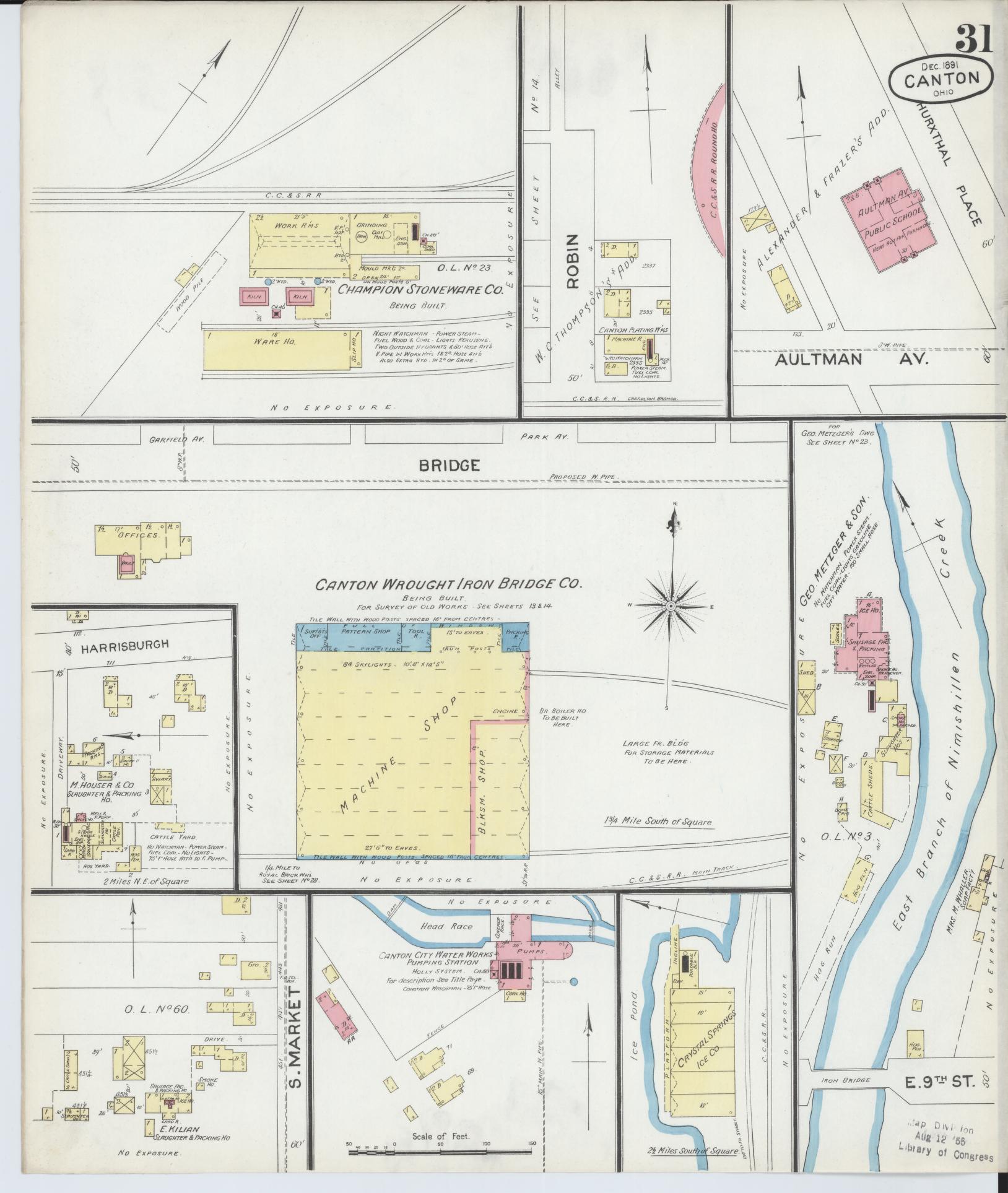 Sanborn Fire Insurance Map from Canton, Stark County, Ohio (1891), Sheet #0031 - Historic Sanborn Fire Insurance Map Print, vintage old map wall art, antique decor, genealogy gift, Ohio Ohio map