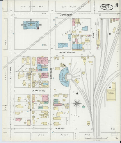 Sanborn Fire Insurance Map from Joliet, Will County, Illinois (1891), Sheet #0003 - Complete Map Set gallery image, historic Sanborn map, vintage wall art, Illinois Illinois