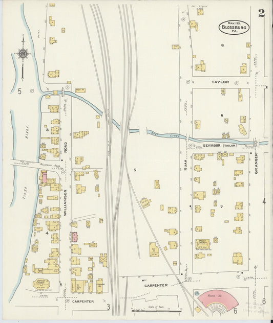 Sanborn Fire Insurance Map from Blossburg, Tioga County, Pennsylvania (1911), Sheet #0002 - Historic Sanborn Fire Insurance Map Print, vintage old map wall art, antique decor, genealogy gift, Pennsylvania Pennsylvania map