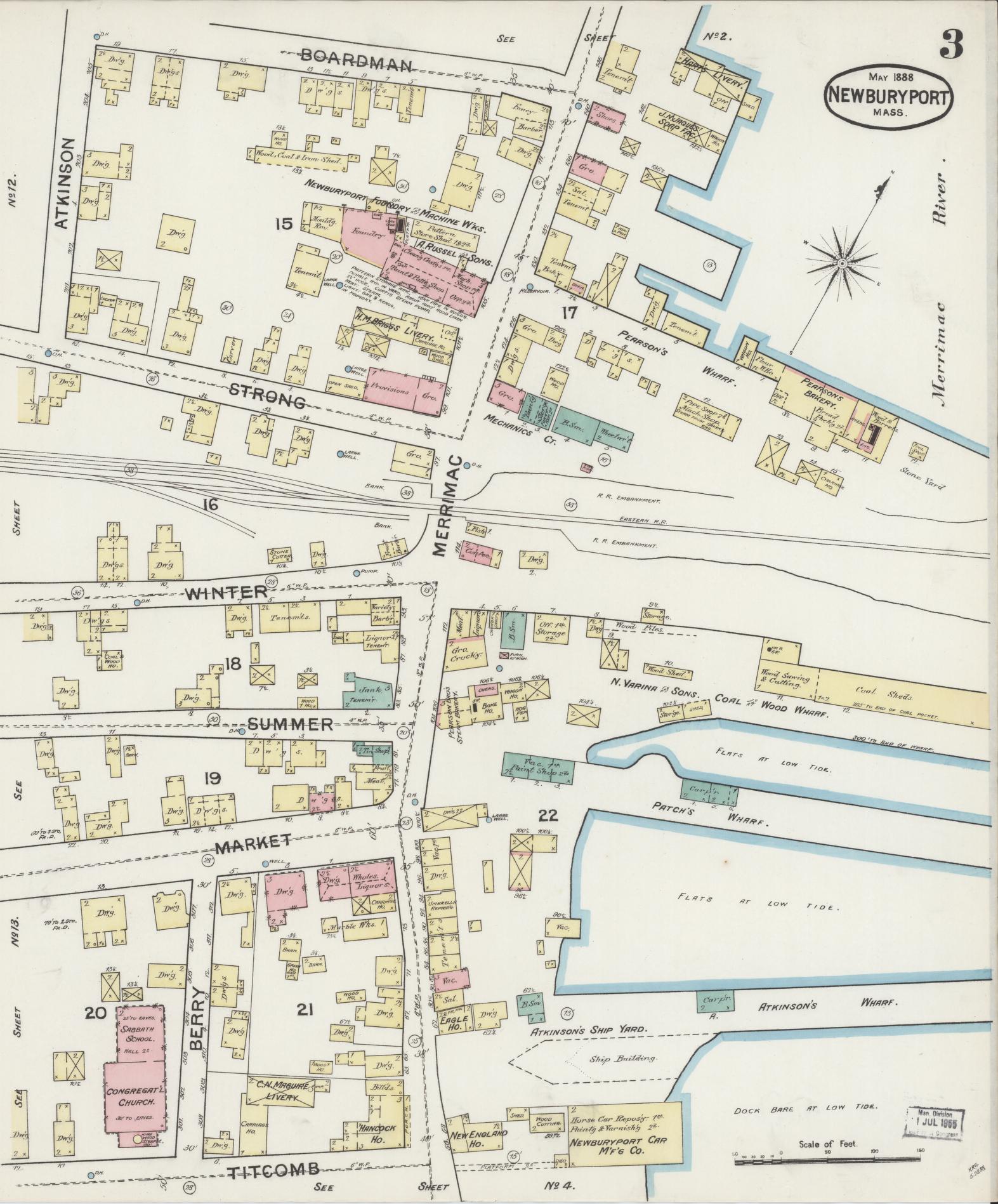 Sanborn Fire Insurance Map from Newburyport, Essex County, Massachusetts (1888), Sheet #0003 - Complete Map Set gallery image, historic Sanborn map, vintage wall art, Massachusetts Massachusetts