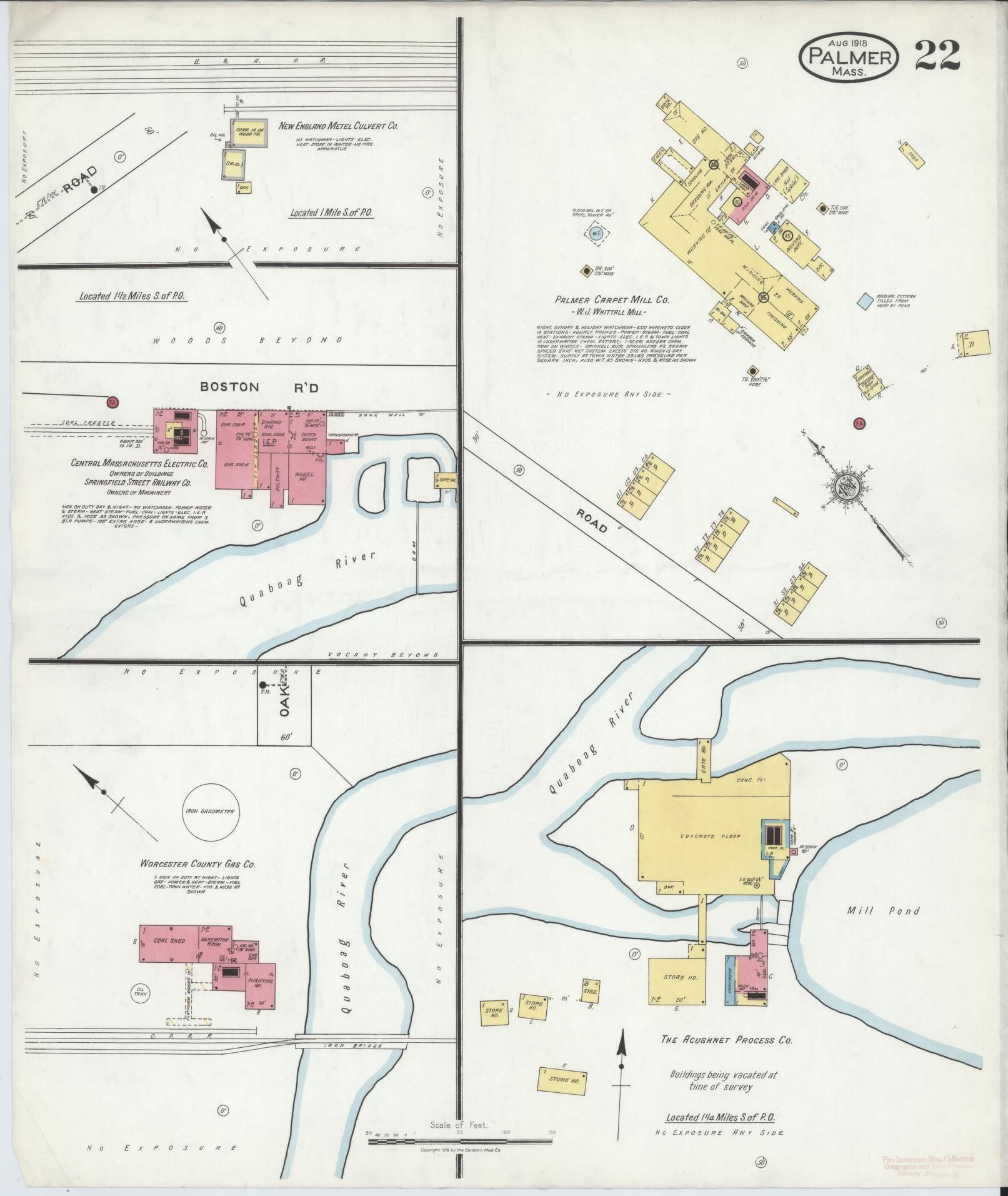 Sanborn Fire Insurance Map from Palmer, Hampden County, Massachusetts (1918), Sheet #0022 - Complete Map Set gallery image, historic Sanborn map, vintage wall art, Massachusetts Massachusetts