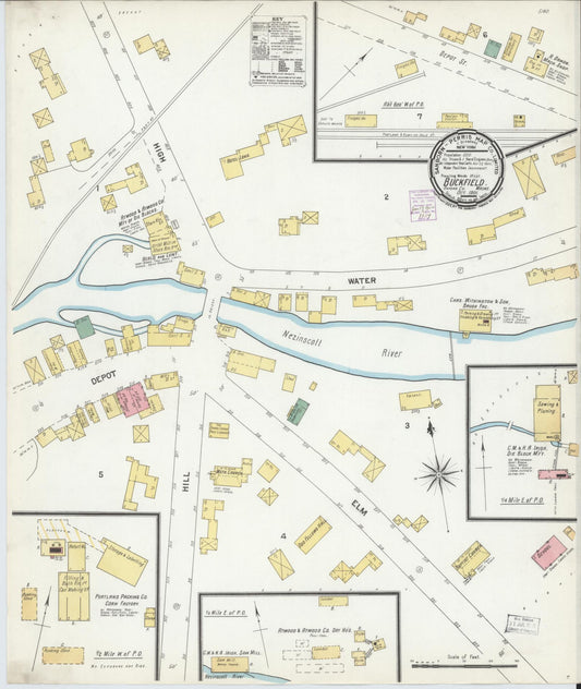 Sanborn Fire Insurance Map from Buckfield, Oxford County, Maine (1901), Sheet #0001 - Historic Sanborn Fire Insurance Map Print, vintage old map wall art, antique decor, genealogy gift, Maine Maine map