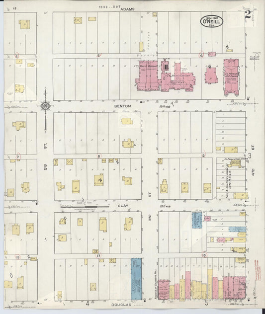 Sanborn Fire Insurance Map from O'Neill, Holt County, Nebraska (1932), Sheet #0002 - Historic Sanborn Fire Insurance Map Print, vintage old map wall art, antique decor, genealogy gift, Nebraska Nebraska map