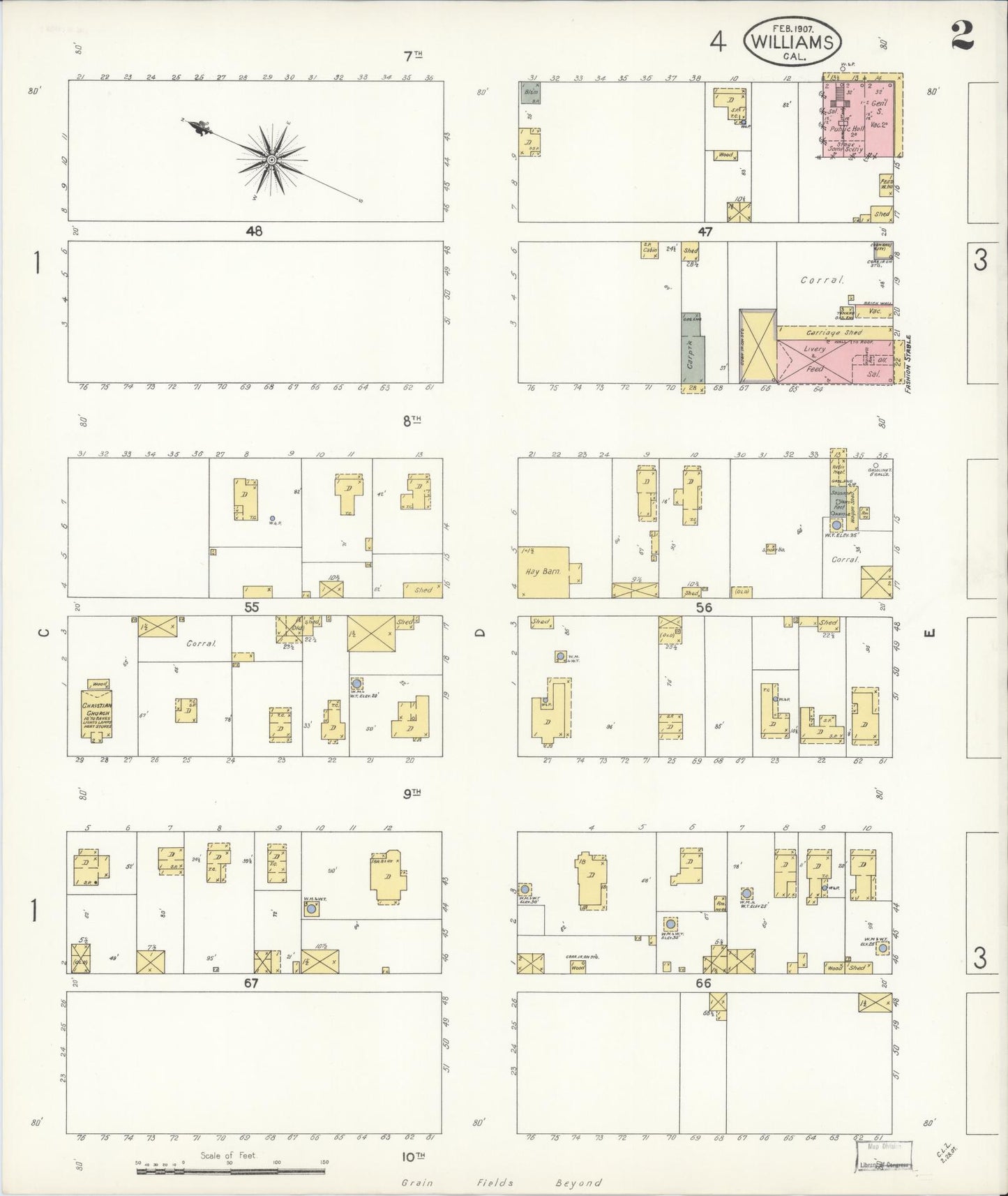 Sanborn Fire Insurance Map from Williams, Colusa County, California (1907), Sheet #0002 - Complete Map Set gallery image, historic Sanborn map, vintage wall art, California California