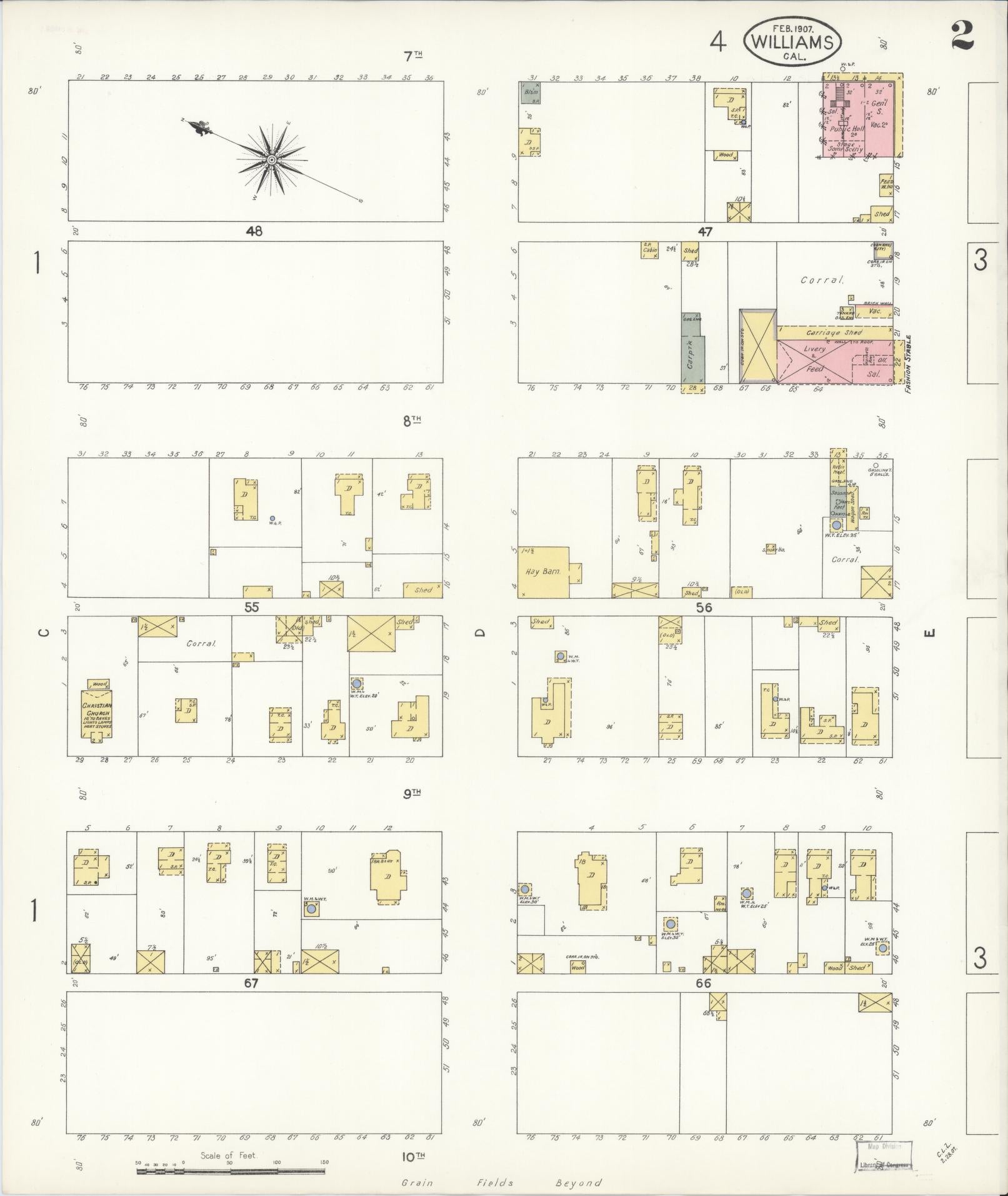 Sanborn Fire Insurance Map from Williams, Colusa County, California (1907), Sheet #0002 - Complete Map Set gallery image, historic Sanborn map, vintage wall art, California California