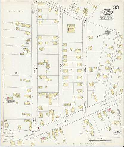 Sanborn Fire Insurance Map from Peabody, Essex County, Massachusetts (1914), Sheet #0033 - Complete Map Set gallery image, historic Sanborn map, vintage wall art, Massachusetts Massachusetts