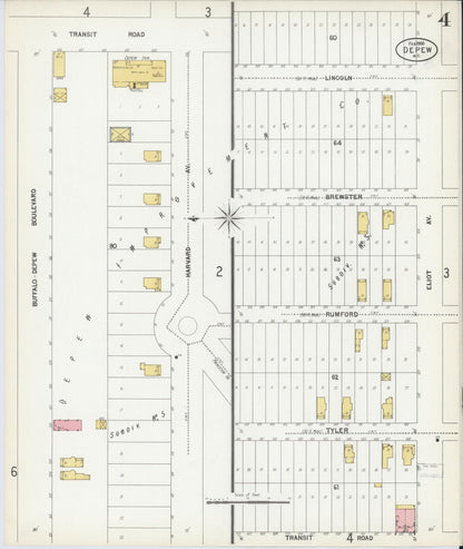 Sanborn Fire Insurance Map from Depew, Erie County, New York (1900), Sheet #0004 - Historic Sanborn Fire Insurance Map Print, vintage old map wall art, antique decor, genealogy gift, New York New York map
