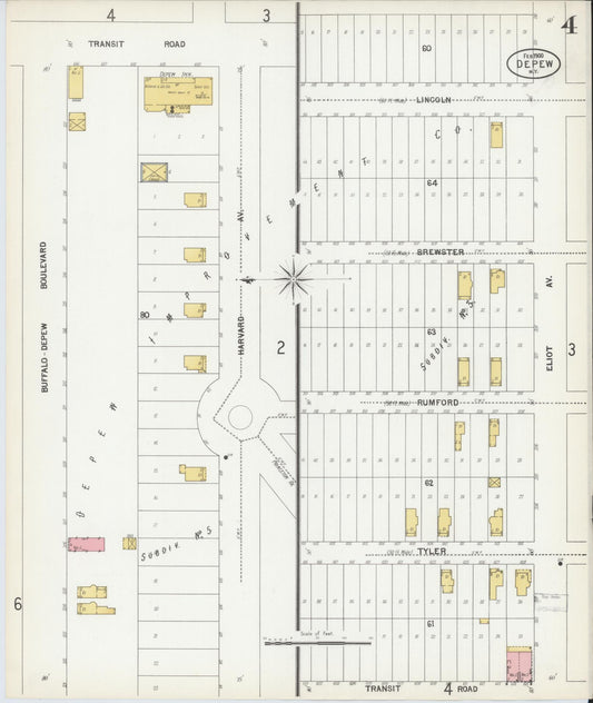 Sanborn Fire Insurance Map from Depew, Erie County, New York (1900), Sheet #0004 - Historic Sanborn Fire Insurance Map Print, vintage old map wall art, antique decor, genealogy gift, New York New York map