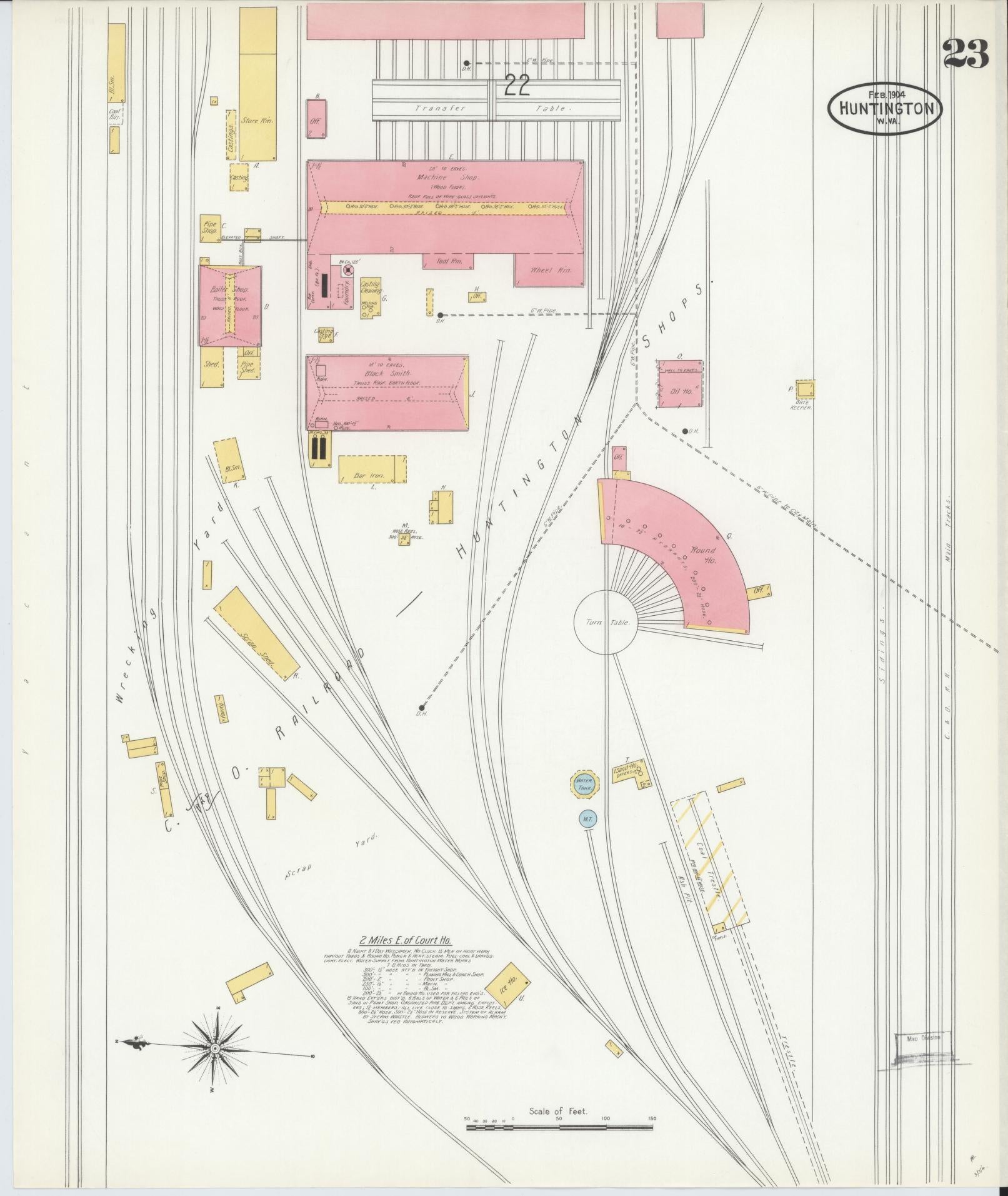 Sanborn Fire Insurance Map from Huntington, Cabell County, West Virginia (1904), Sheet #0023 - Complete Map Set gallery image, historic Sanborn map, vintage wall art, West Virginia West Virginia