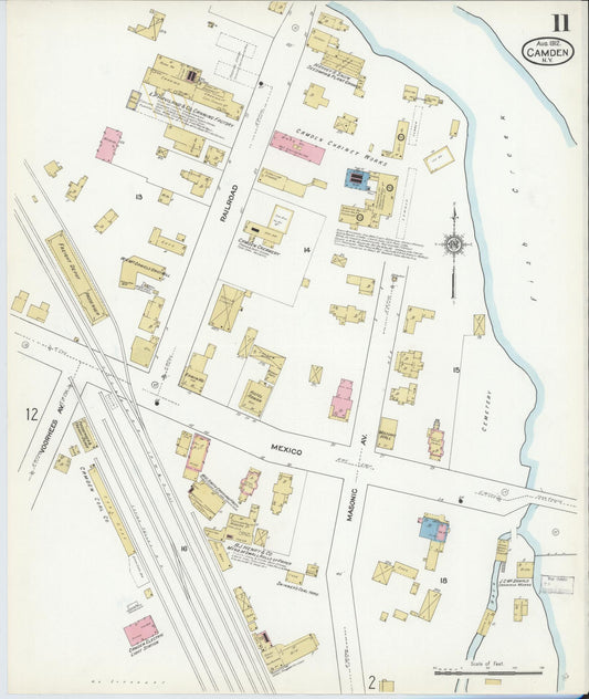 Sanborn Fire Insurance Map from Camden, Oneida County, New York (1912), Sheet #0011 - Historic Sanborn Fire Insurance Map Print, vintage old map wall art, antique decor, genealogy gift, New York New York map