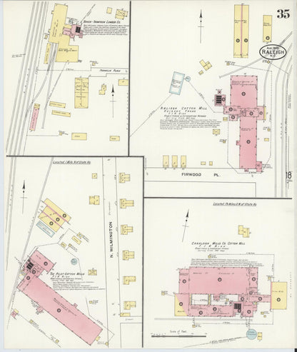 Sanborn Fire Insurance Map from Raleigh, Wake County, North Carolina (1909), Sheet #0035 - Historic Sanborn Fire Insurance Map Print, vintage old map wall art, antique decor, genealogy gift, North Carolina North Carolina map