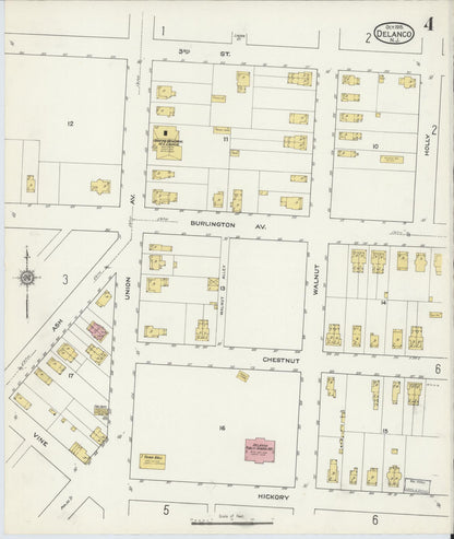 Sanborn Fire Insurance Map from Delanco, Burlington County, New Jersey (1915), Sheet #0004 - Complete Map Set gallery image, historic Sanborn map, vintage wall art, New Jersey New Jersey