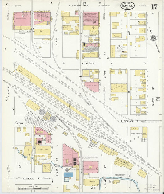 Sanborn Fire Insurance Map from Temple, Bell County, Texas (1915), Sheet #0017 - Historic Sanborn Fire Insurance Map Print, vintage old map wall art, antique decor, genealogy gift, Texas Texas map
