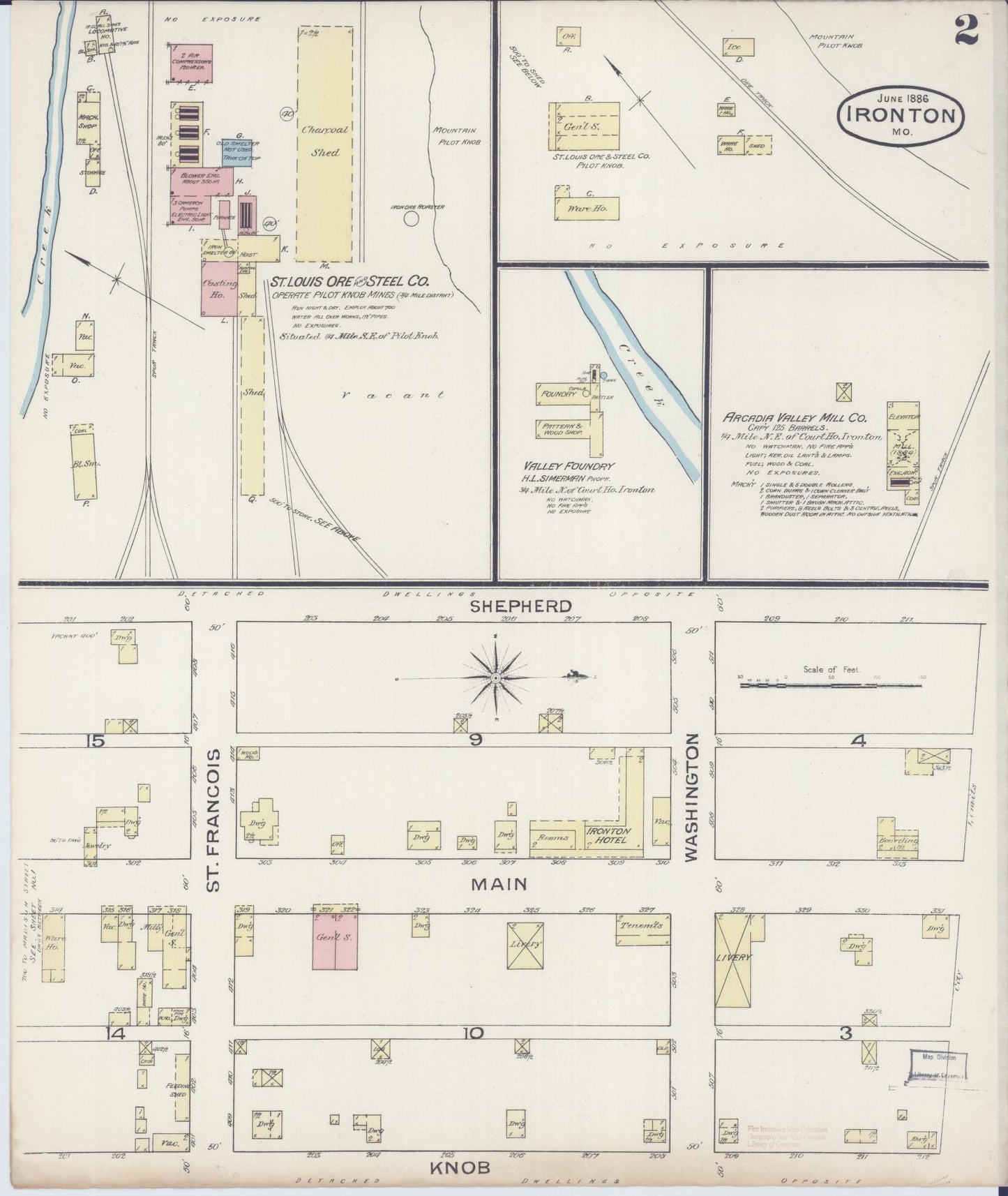 Sanborn Fire Insurance Map from Ironton, Iron County, Missouri (1886), Sheet #0002 - Complete Map Set gallery image, historic Sanborn map, vintage wall art, Missouri Missouri